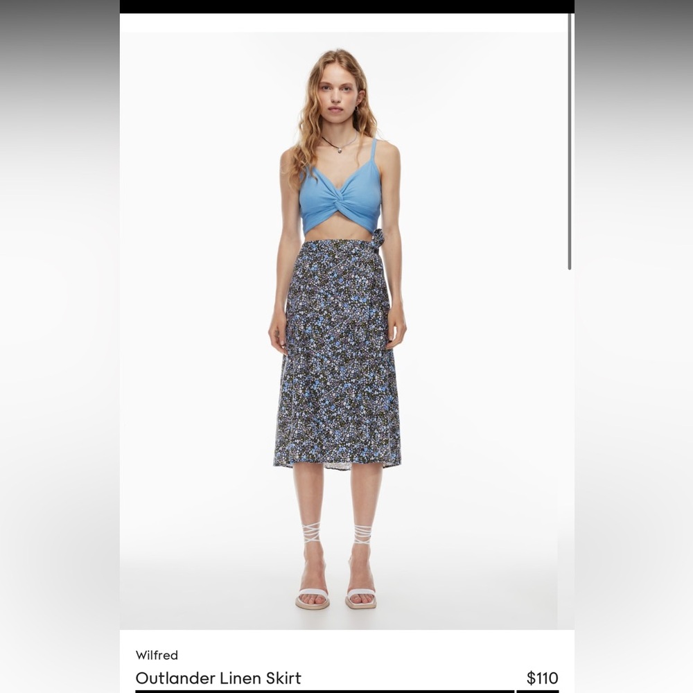 Wilfred Blue & Multicolor Floral Midi Skirt